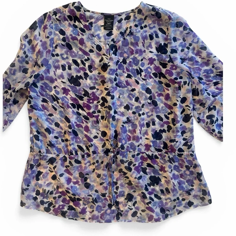 Faded Glory Multicolor Floral Button-Front Blouse - Picture 1 of 6